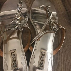 COPY - Badgley Mischka flat silver sandals with stones